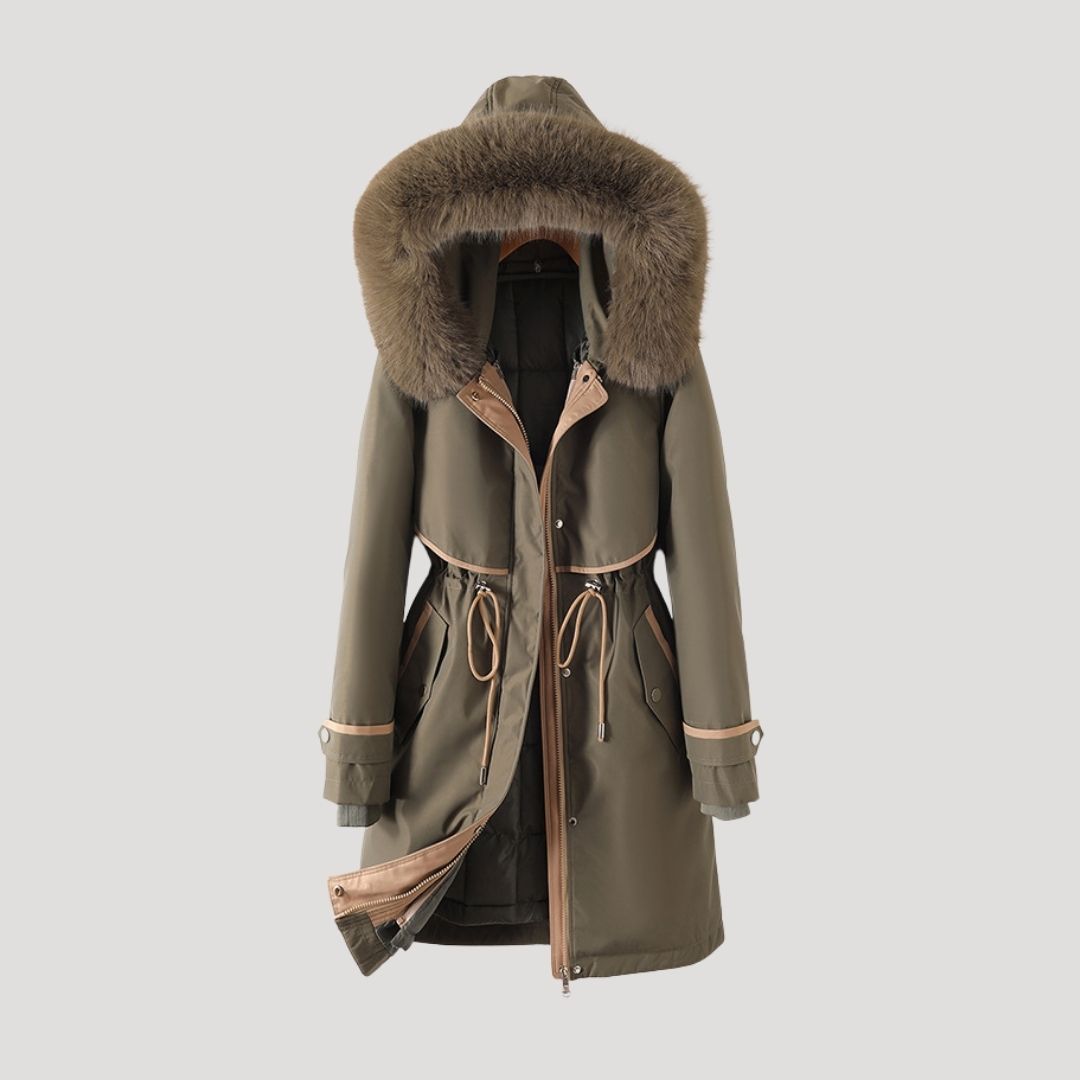langer, wasserdichter Winterparka für Damen aus Kunstpelz 2