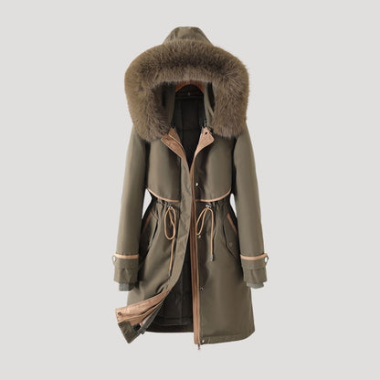 langer, wasserdichter Winterparka für Damen aus Kunstpelz 2