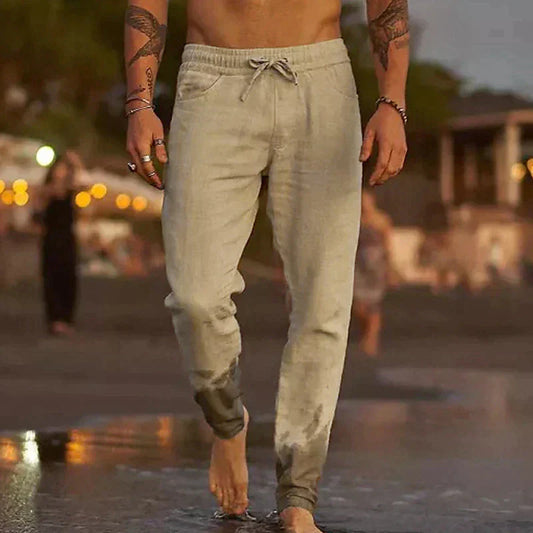 Leinenhose Herren mit Lockerem Elegantem Schnitt