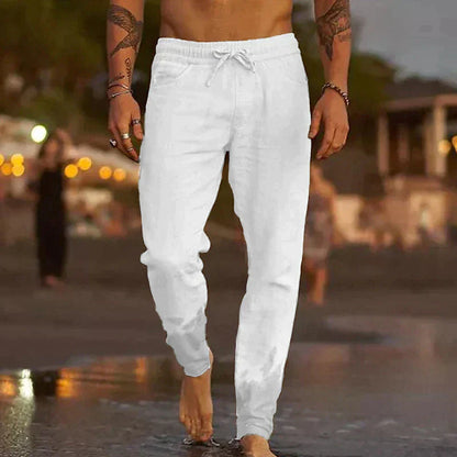 Leinenhose Herren mit Lockerem Elegantem Schnitt