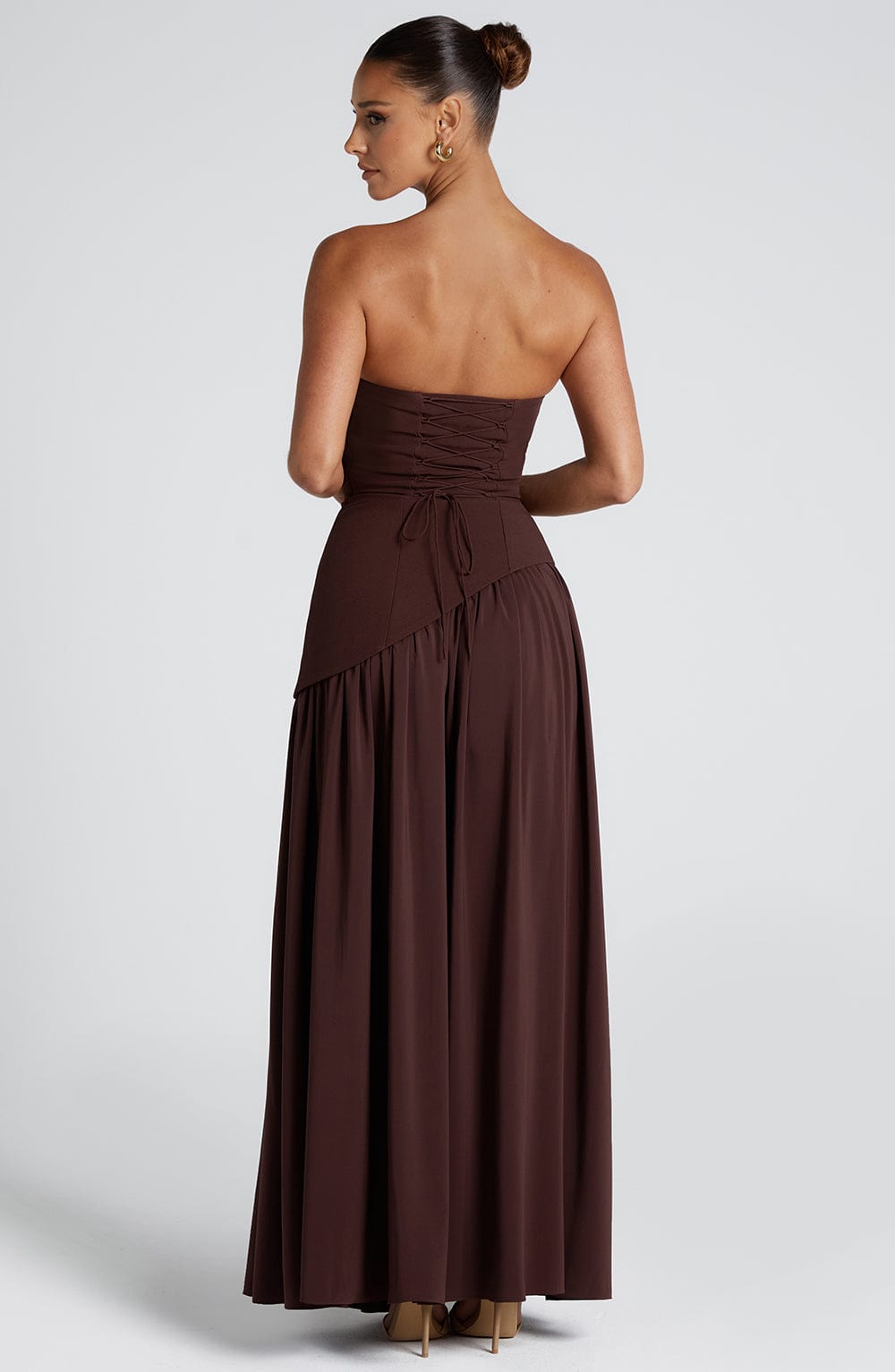 Damen Ärmelloses Kleid Mit Bardot Ausschnitt Hohem Schlitz | Lang