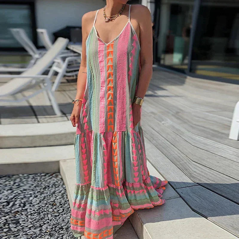 Maxi Kleid für Damen mit Rüschen