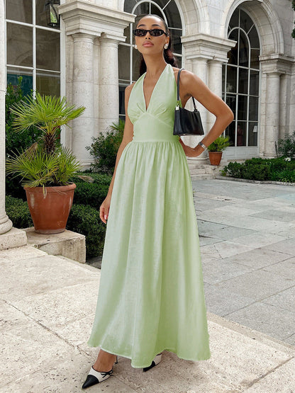 Maxikleid für Damen mit V-Ausschnitt und ärmellosem Design