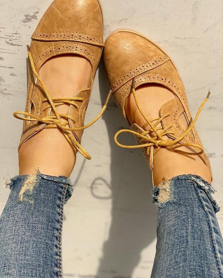 Damen Cut-Out Schuhe mit Schnürung | Klassisch