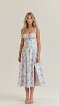 Damen Midikleid | Fit-and-Flare Passform | Florales Design | Sommerlicher Anlasslook