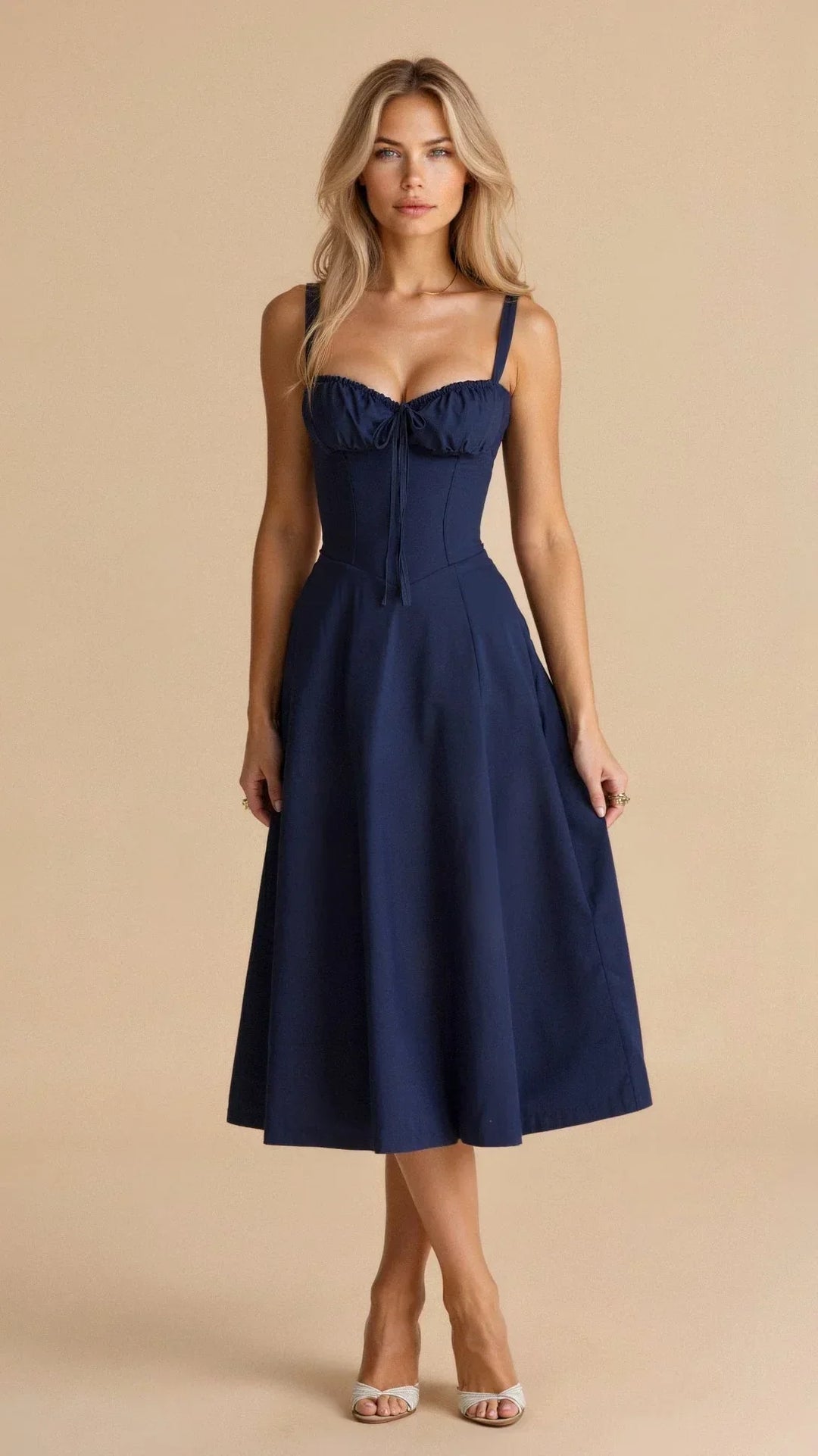 Damen Midikleid | Fit-and-Flare Passform | Florales Design | Sommerlicher Anlasslook