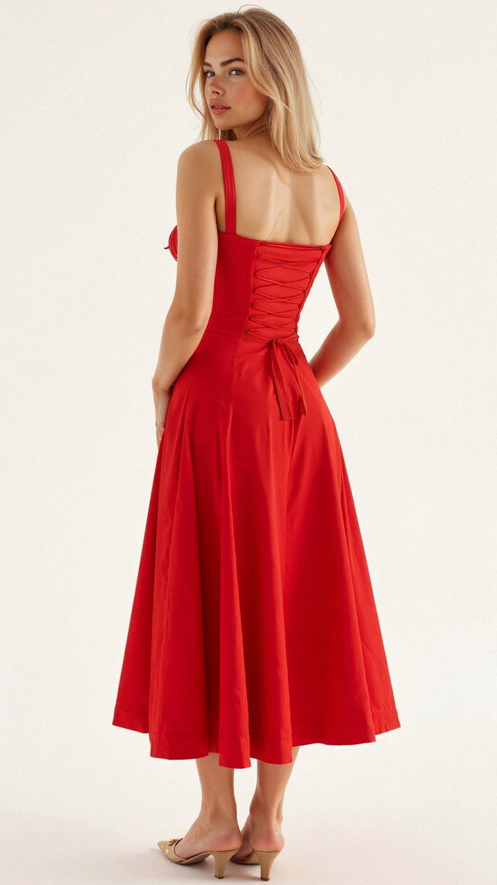 Damen Midikleid | Florales Design und Spaghettiträger | Eleganter Sommer-Look