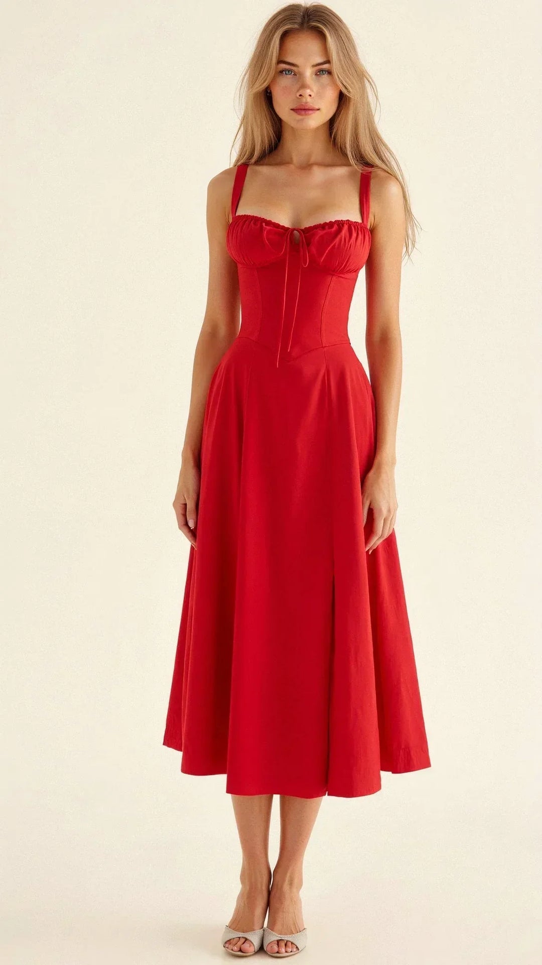 Damen Midikleid | Fit-and-Flare Passform | Florales Design | Sommerlicher Anlasslook