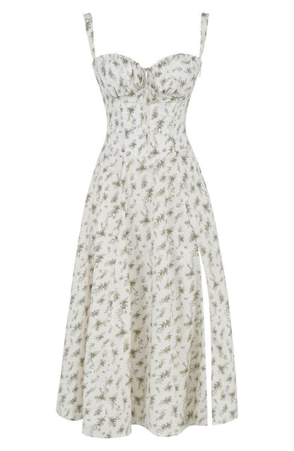 Abito midi da donna | Design floreale e spalline sottili | Look estivo elegante