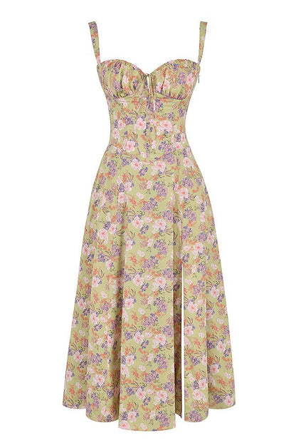 Abito midi da donna | Design floreale e spalline sottili | Look estivo elegante