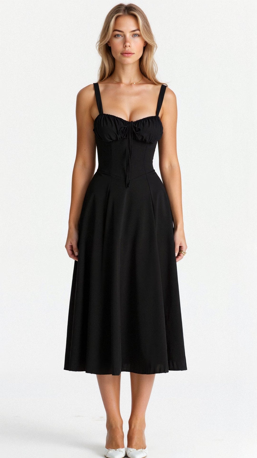 Damen Midikleid | Florales Design und Spaghettiträger | Eleganter Sommer-Look