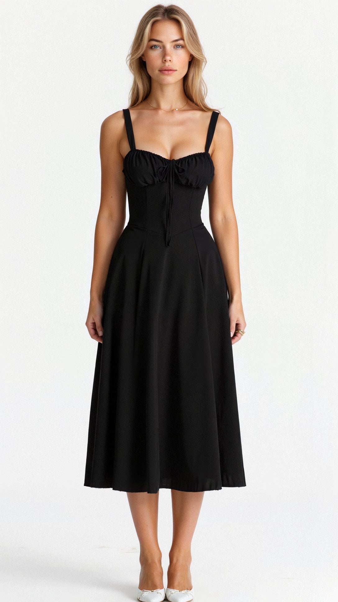 Abito midi da donna | Design floreale e spalline sottili | Look estivo elegante