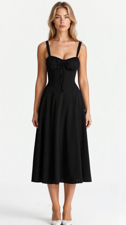 Abito midi da donna | Design floreale e spalline sottili | Look estivo elegante