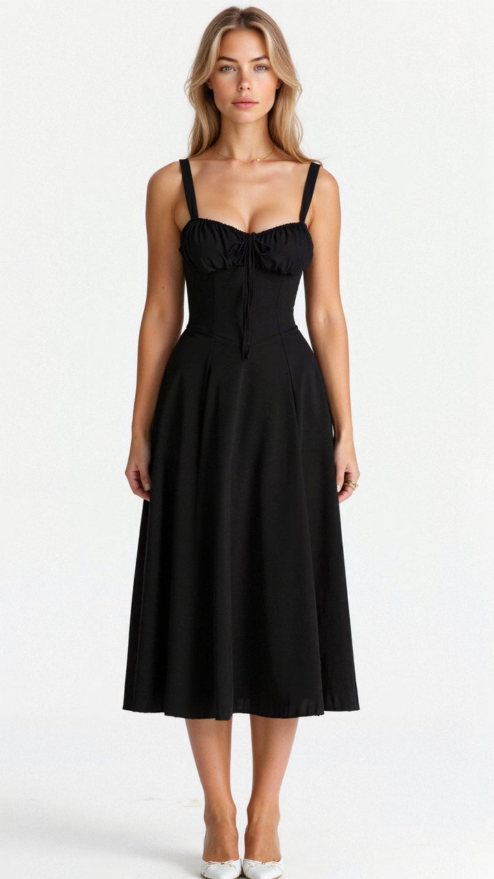 Damen Midikleid | Florales Design und Spaghettiträger | Eleganter Sommer-Look