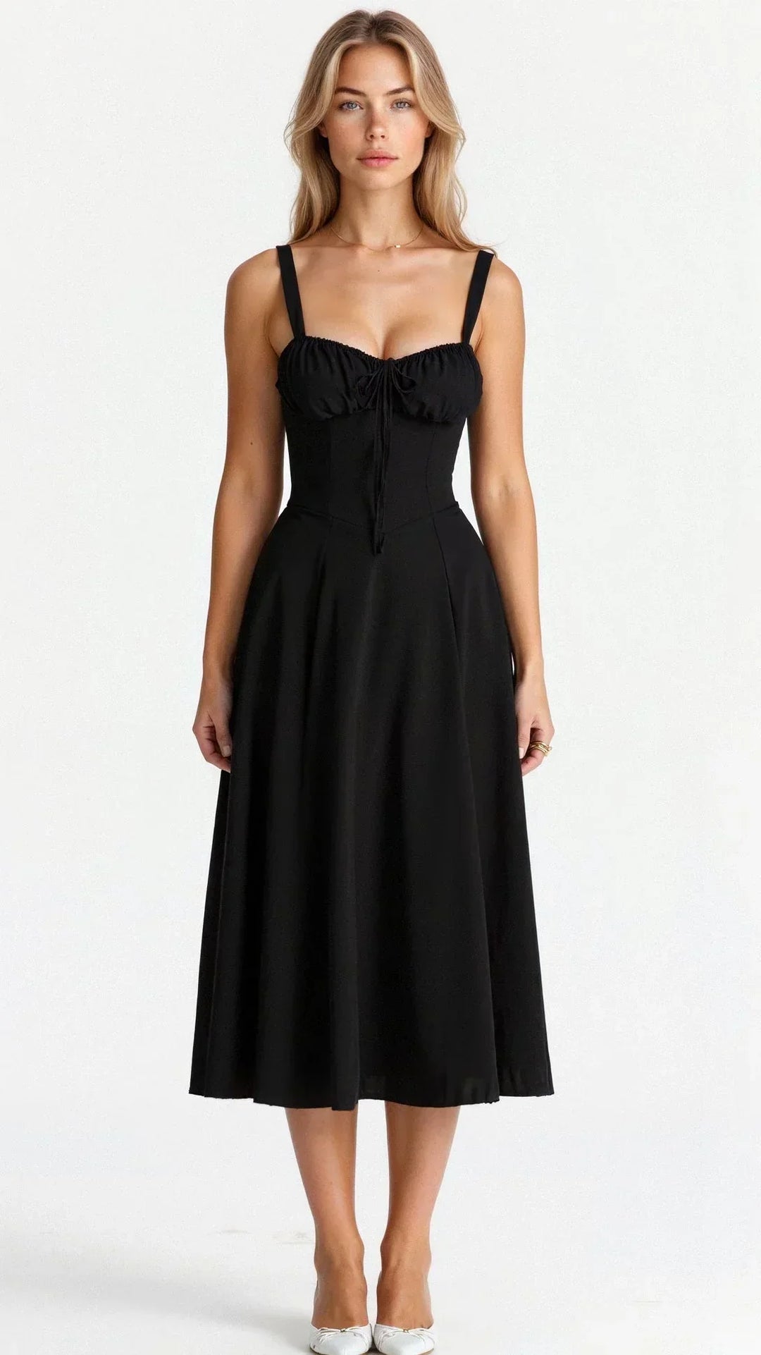 Damen Midikleid | Fit-and-Flare Passform | Florales Design | Sommerlicher Anlasslook