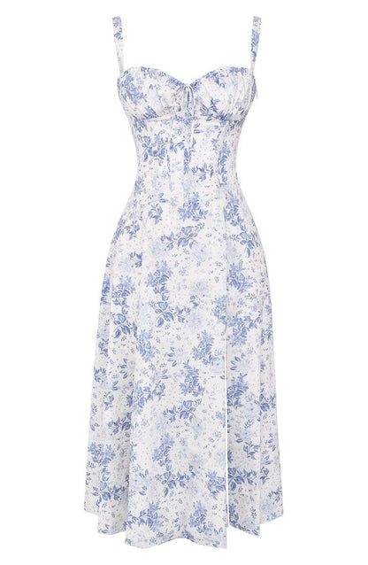 Abito midi da donna | Design floreale e spalline sottili | Look estivo elegante