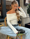 Off-Shoulder Cropped Strick Top für Damen