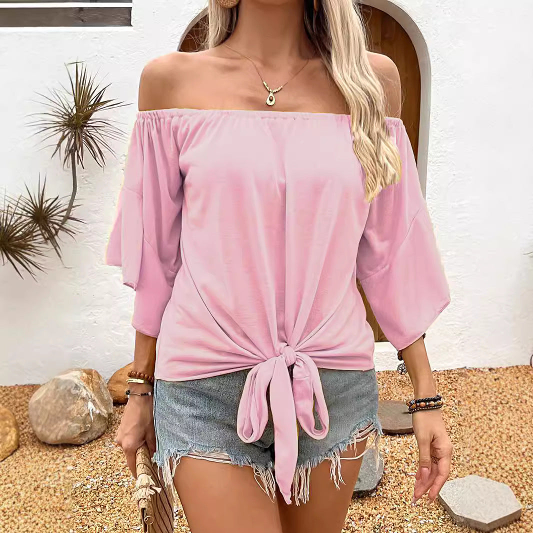 Off Shoulder Oberteil für Damen mit Knopfdetails