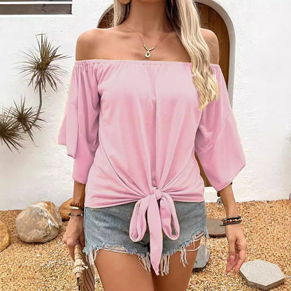 Off Shoulder Oberteil für Damen mit Knopfdetails