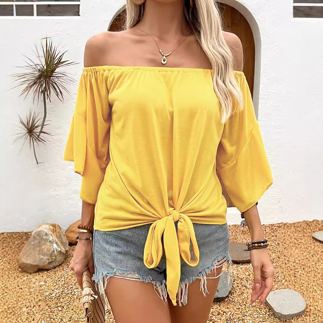 Off Shoulder Oberteil für Damen mit Knopfdetails