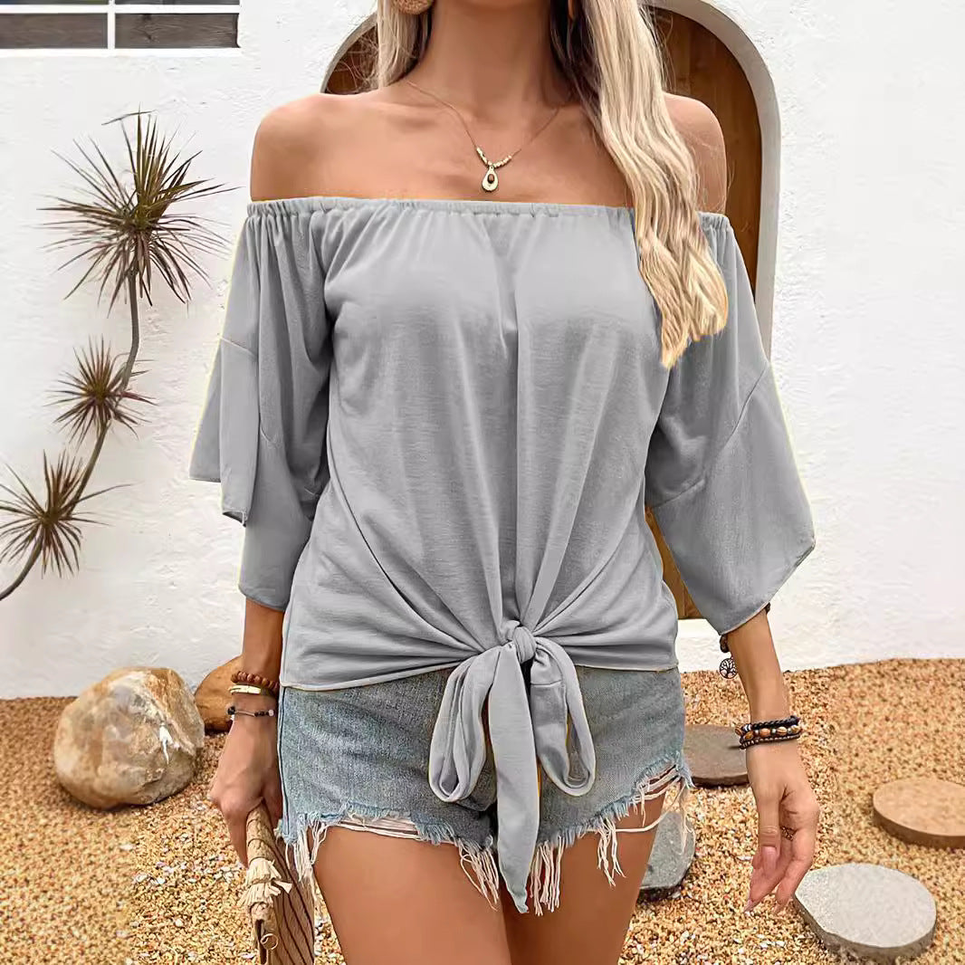 Off Shoulder Oberteil für Damen mit Knopfdetails