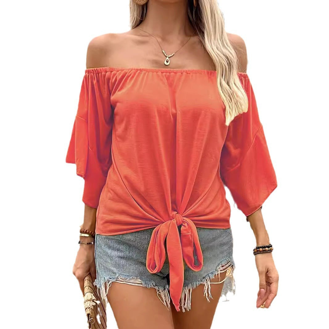 Off Shoulder Oberteil für Damen mit Knopfdetails