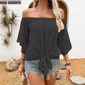 Off Shoulder Oberteil für Damen mit Knopfdetails