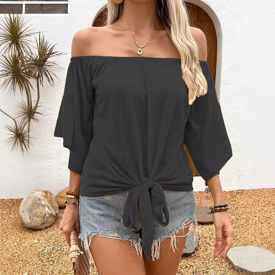 Off Shoulder Oberteil für Damen mit Knopfdetails