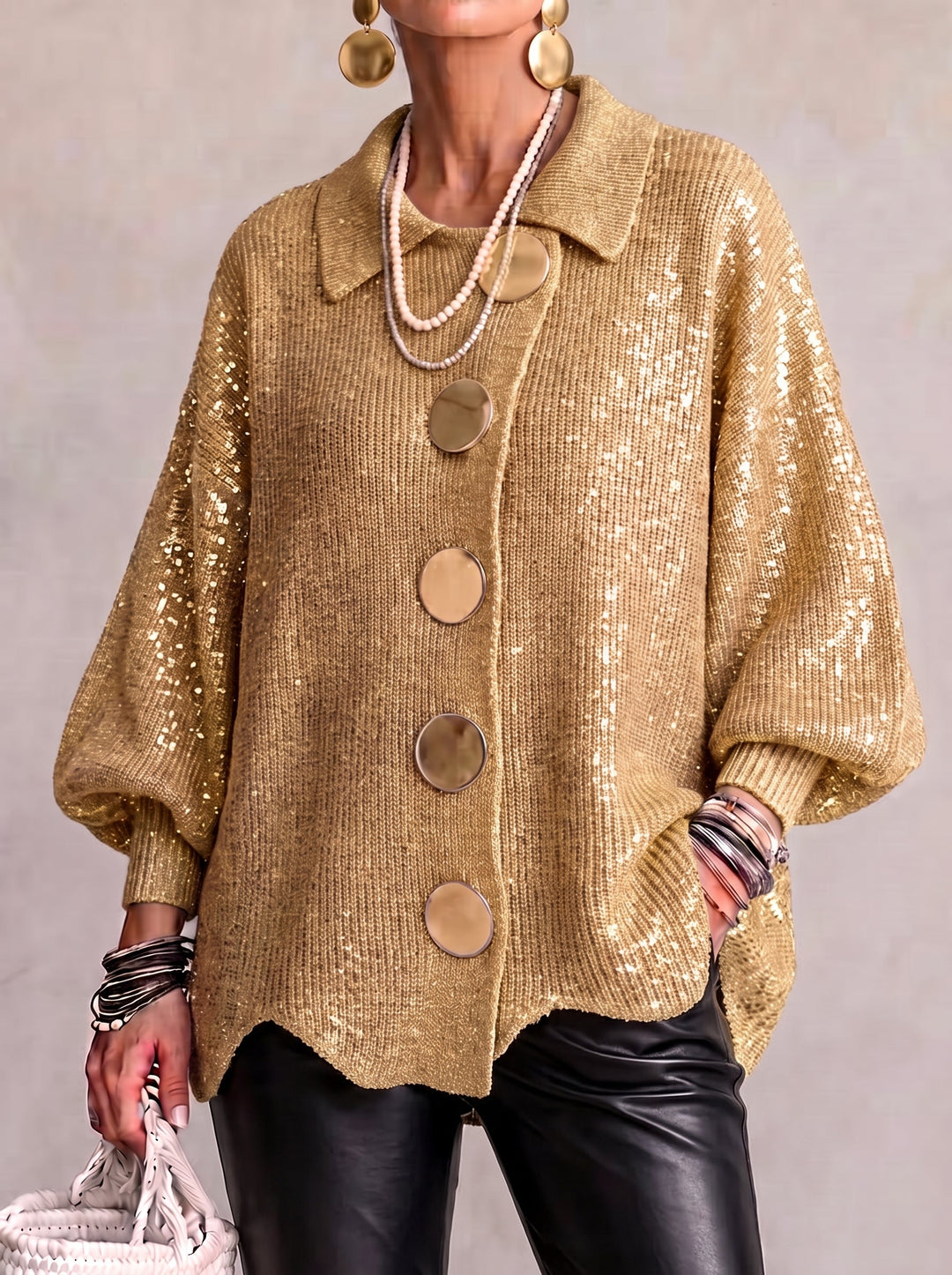 Elara | Women's Oversized Cardigan with Lantern Sleeves