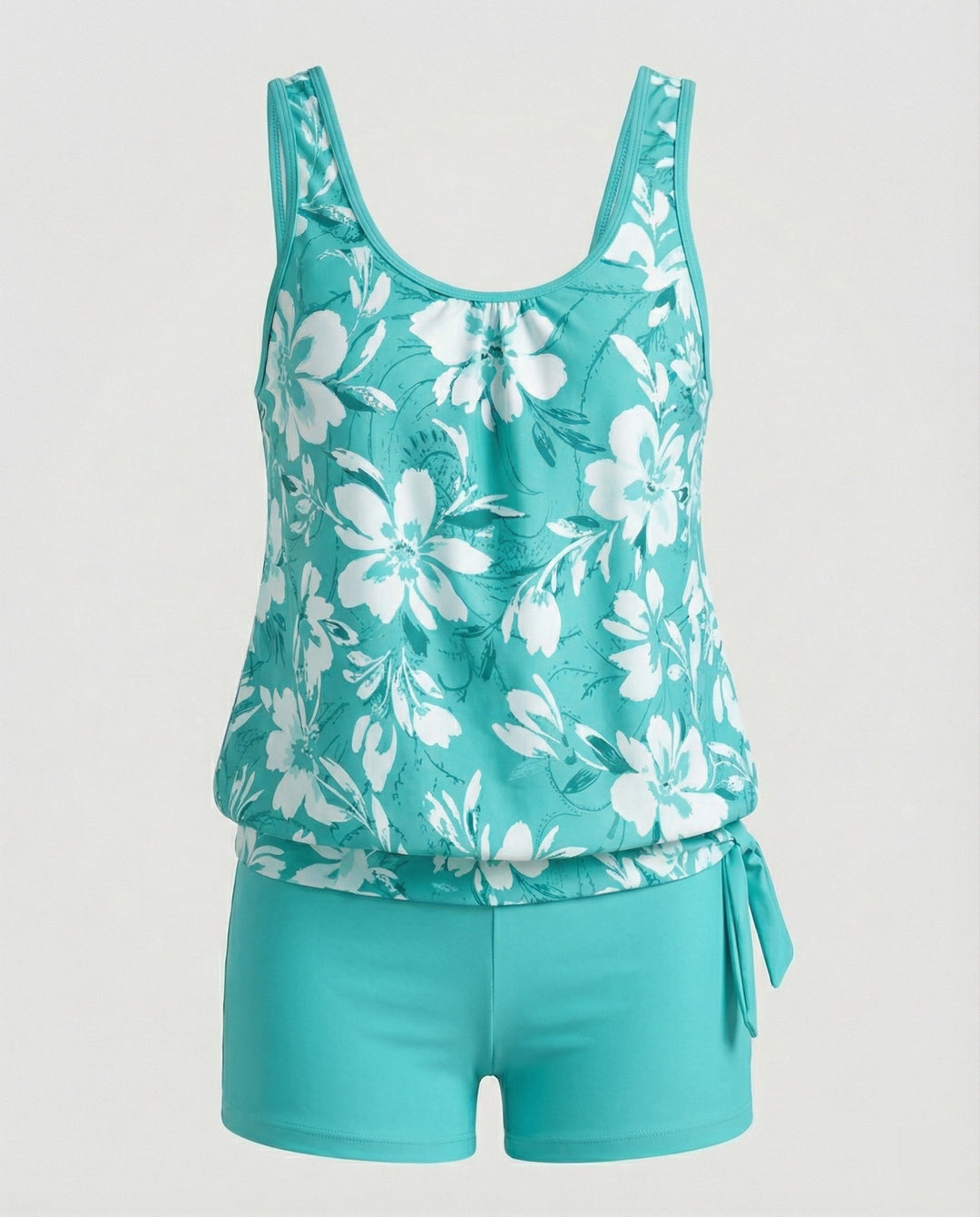 Ensemble tankini sans manches pour femme avec motif floral | Deux pièces