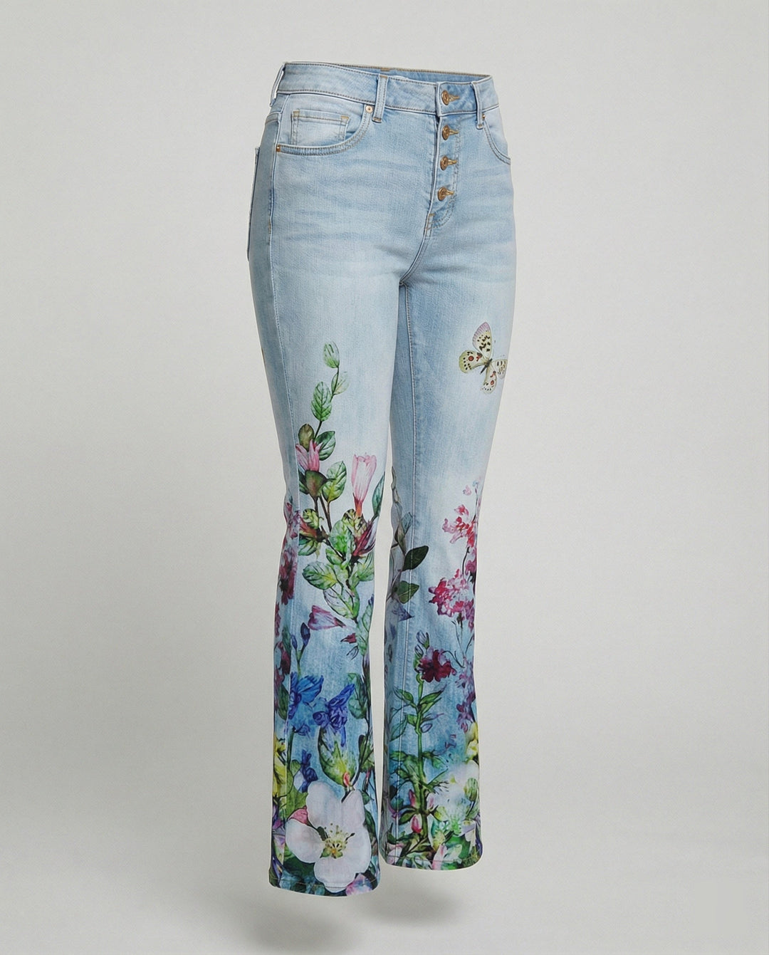 Damen Schmale Passform Hose mit Hoher Taille | Blumenprint