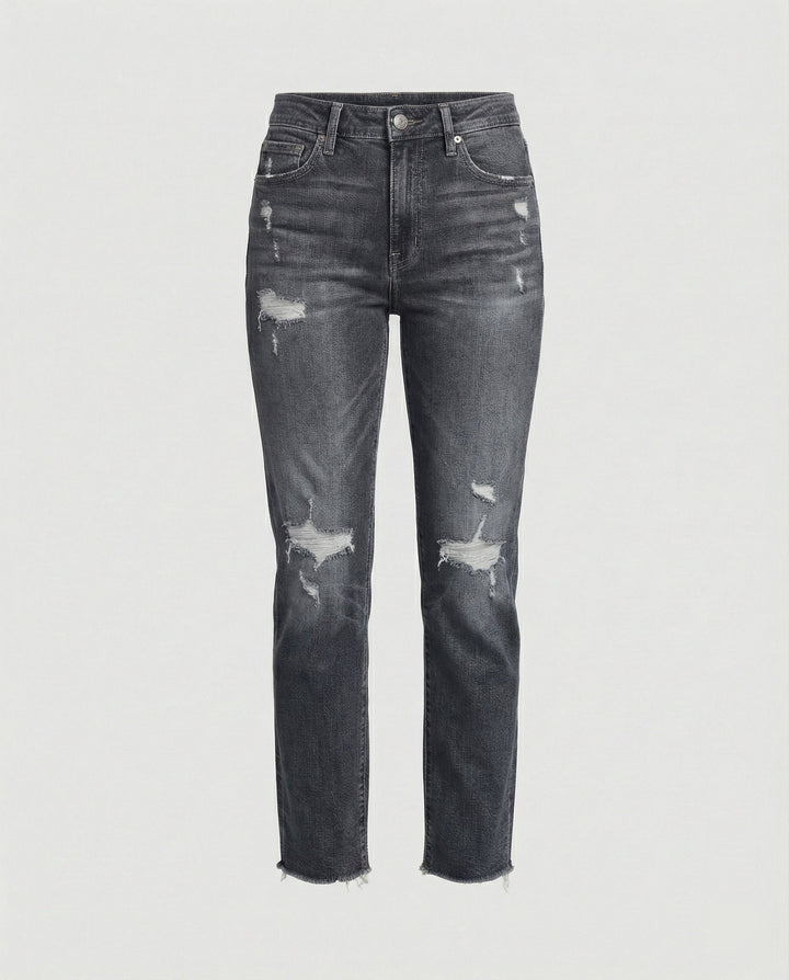 Damen Schmale Passform Hose mit Niedriger Taille | Leicht Ausgestellt