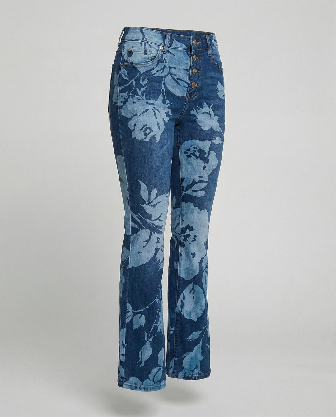Damen Schmale Passform Hose mit Hoher Taille | Blumenprint