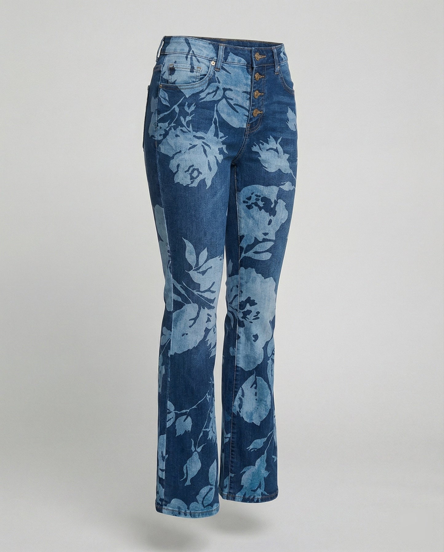 Pantaloni da donna a taglio stretto con vita alta | Stampa floreale
