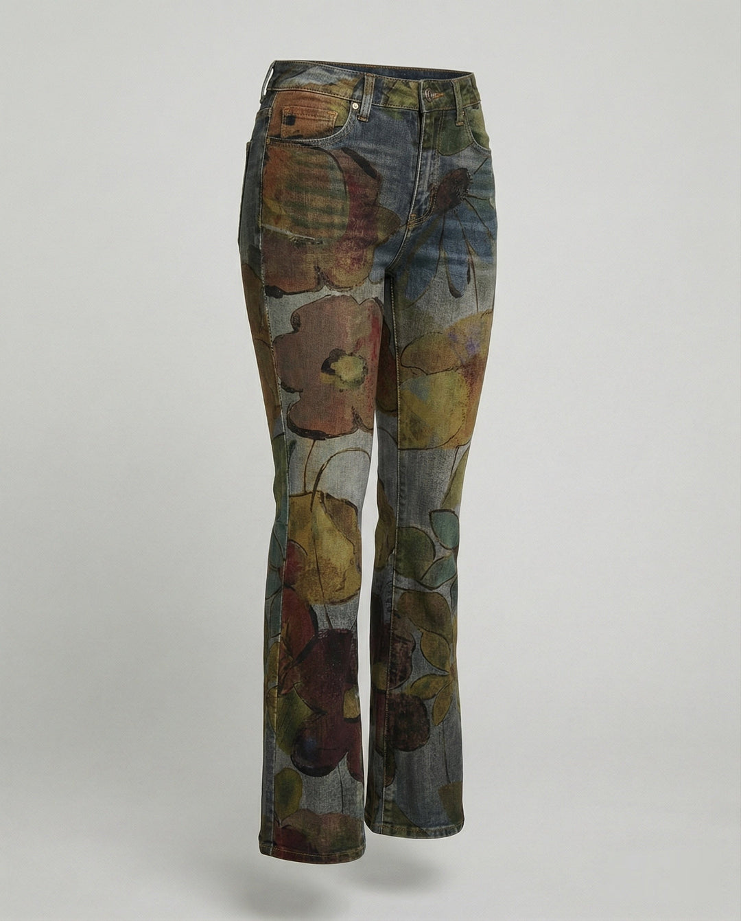 Damen Schmale Passform Hose mit Hoher Taille | Blumenprint