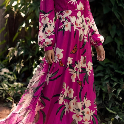 Abito lungo da donna | Design floreale e silhouette fluida | Stile elegante per occasioni speciali