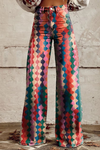 Retro breite Hosen mit Grafikwellenmuster