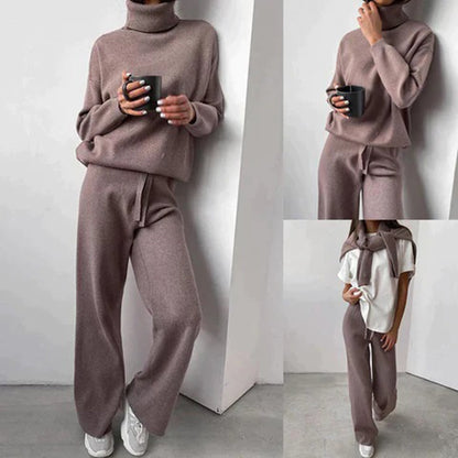 Rollkragenpullover Zweiteiliges Damen-Set