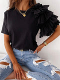 Rüschenbluse für Damen mit Kurzärmeln