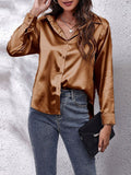 Satinbluse für Damen mit langen Ärmeln