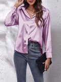 Satinbluse für Damen mit langen Ärmeln