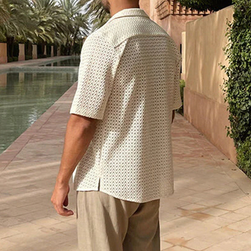 Slim Fit Offenes Muster Strickjacke Herren