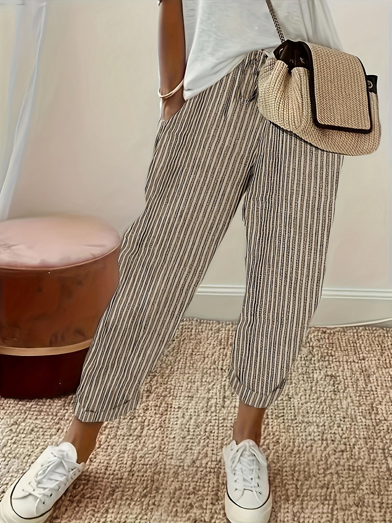 Sommerhose Damen | Bequeme Streifenhose mit lockerem Schnitt | Noelle