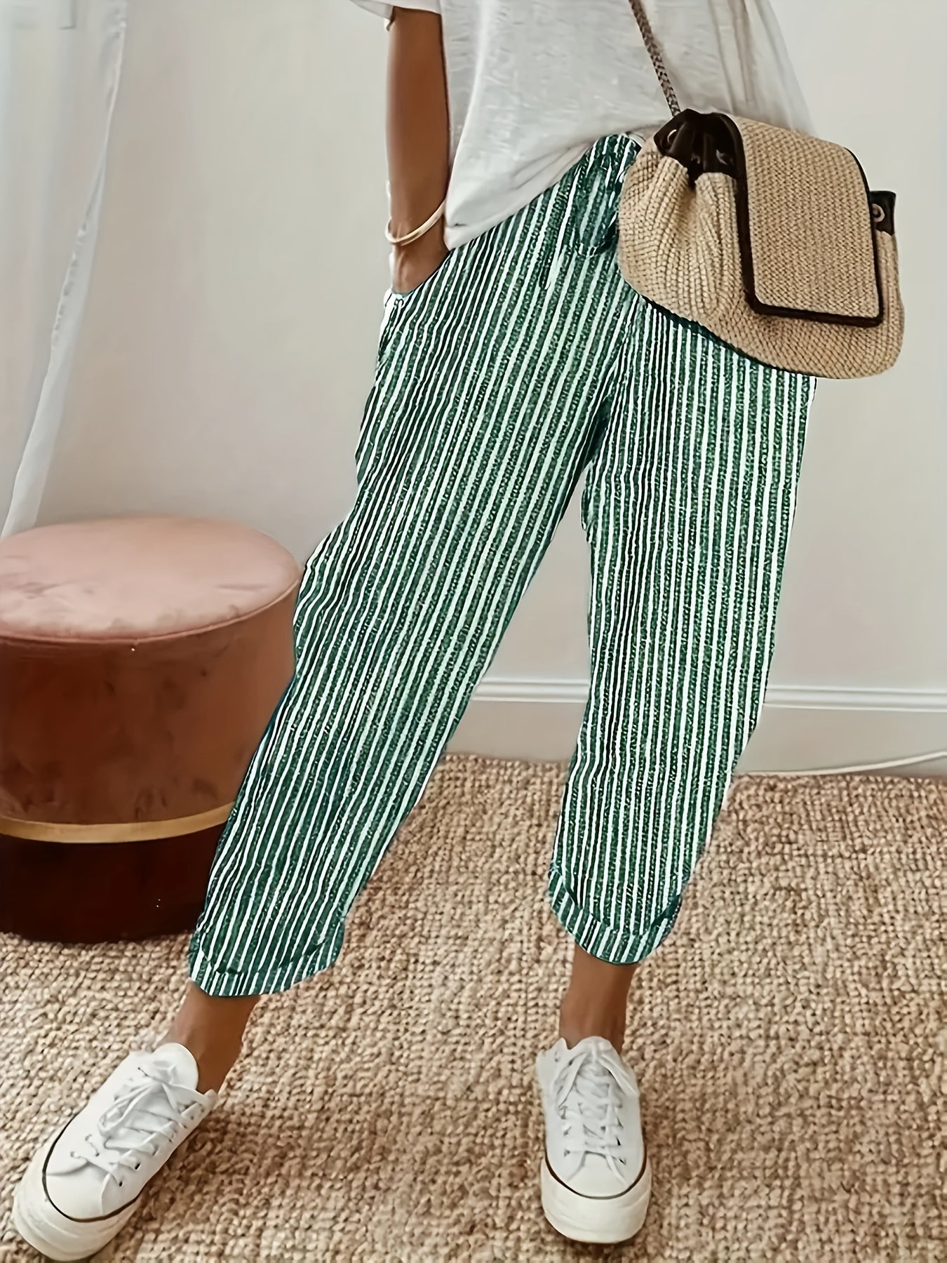 Sommerhose Damen | Bequeme Streifenhose mit lockerem Schnitt | Noelle