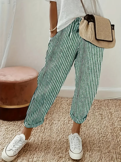 Sommerhose Damen | Bequeme Streifenhose mit lockerem Schnitt | Noelle