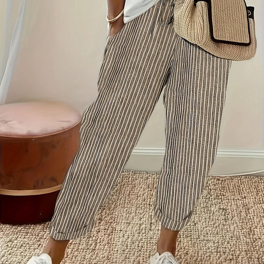 Sommerhose Damen | Bequeme Streifenhose mit lockerem Schnitt | Noelle