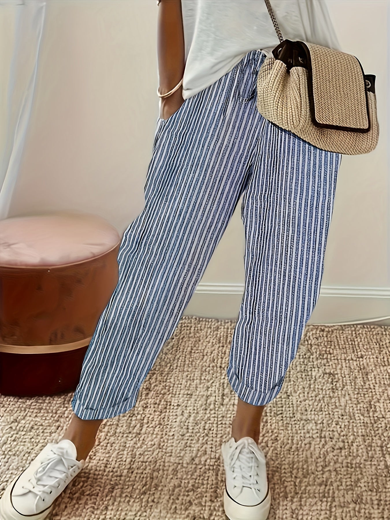 Sommerhose Damen | Bequeme Streifenhose mit lockerem Schnitt | Noelle