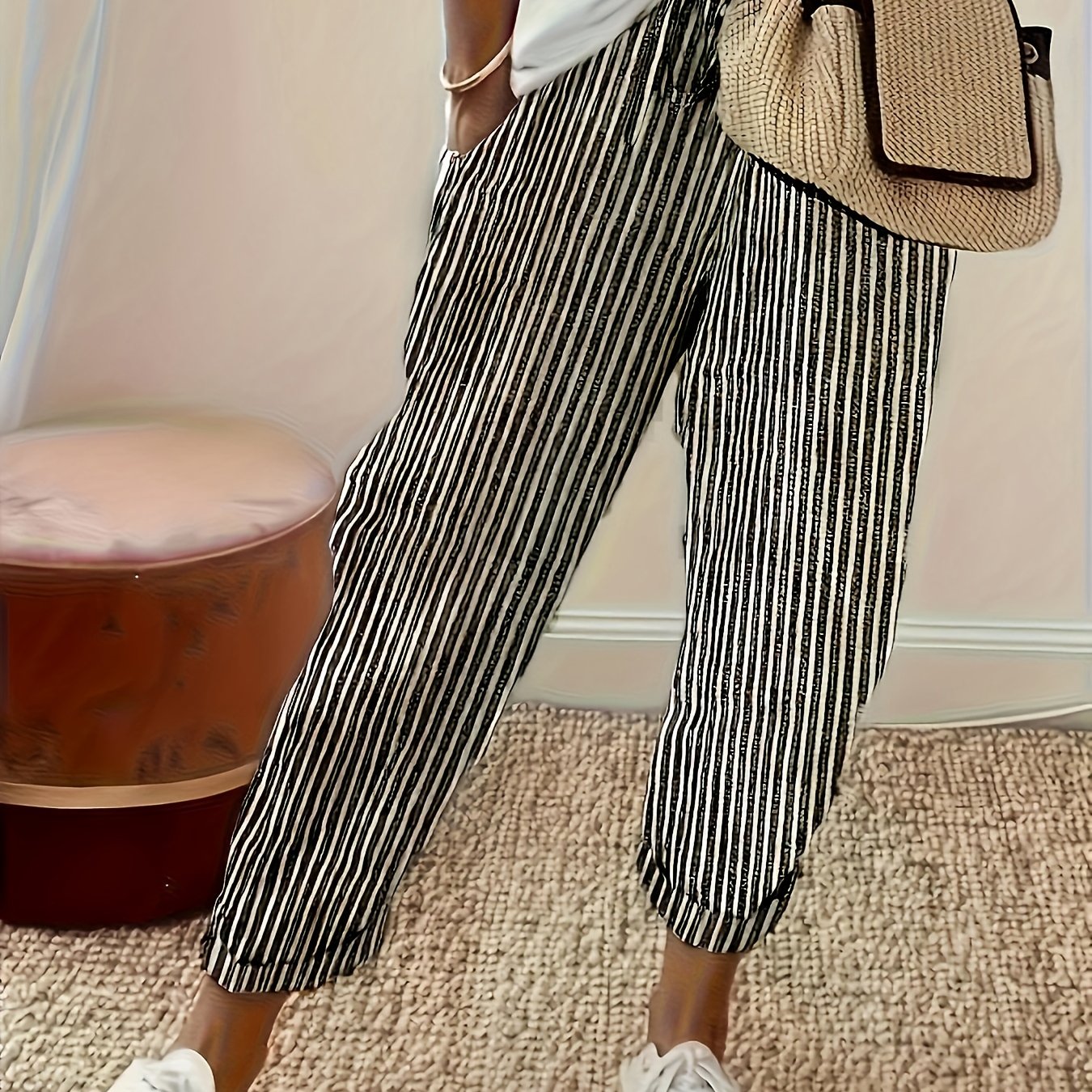 Sommerhose Damen | Bequeme Streifenhose mit lockerem Schnitt | Noelle