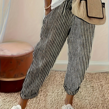 Sommerhose Damen | Bequeme Streifenhose mit lockerem Schnitt | Noelle