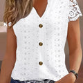 Spitzenbluse Damen | Sommerlicher Boho-Look mit Knopfleiste | Azelith